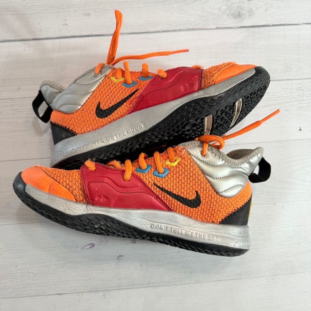 Nike pg 3 NASA Paul George Apollo Black Orange Blue Silver Clippers kids‎ 4.5